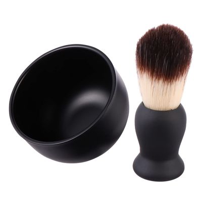 SHERCHPRY 2pcs Beard Brush Set with Shaving Bowl for Men Soft Brush for Lathering and Exfoliating Portable Grooming Kit for Travel for Facial Care and Comfortable Shaving Experience