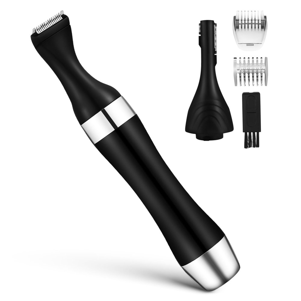 Beaupretty Electric Eyebrow Trimmer with Replaceable Heads Portable Eyebrow Shaper and Facial Hair Removal Tool for Women Nose and Lip Hair Trimming