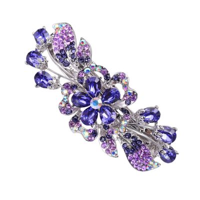 OFFIGAM Rhinestones Hair Clip Elegant Spring Hair Barrettes for Women 2-Piece Set Crystal Ponytail Holders for Weddings and Parties