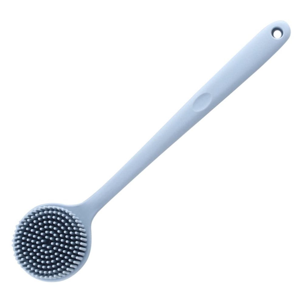 HAKIDZEL Silicone Back Scrubber with Long Handle Double-Sided Exfoliating Bath Brush for Body Cleaning Soft Bristle Shower Tool for Men and Women