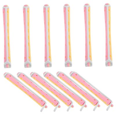 HEATSHAKING 12pcs Flexible Plastic Curling Perm Rods for Long Hair Multi-Color Heatless Wave Curlers Hollow Design for Women Easy Styling Tool for Home Use
