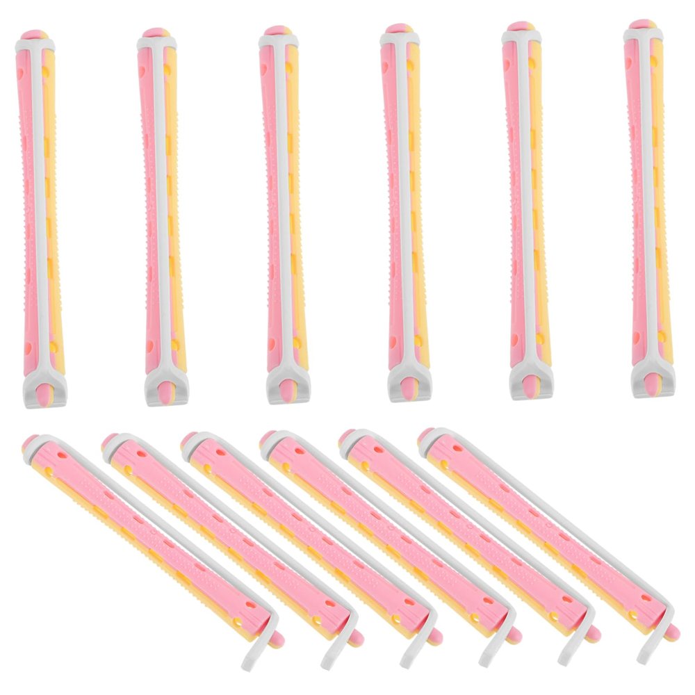 HEATSHAKING 12pcs Flexible Plastic Curling Perm Rods for Long Hair Multi-Color Heatless Wave Curlers Hollow Design for Women Easy Styling Tool for Home Use