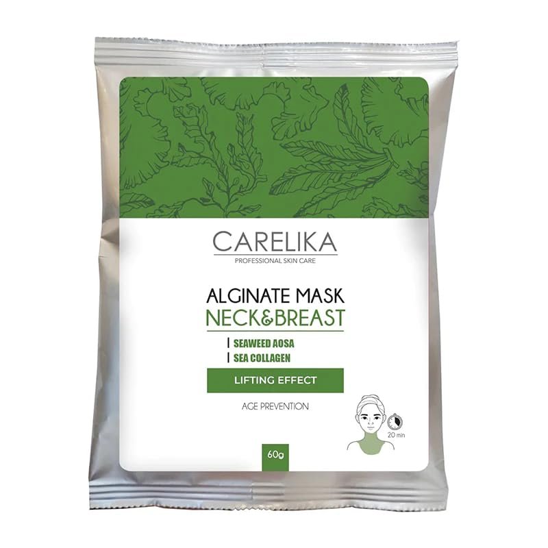 CARELIKA Alginate Neck and Breast Mask  60g  Lifting & Firming Treatment with Aosa Seaweed & Marine Collagen  Professional Spa Formula for Dcollet Rejuvenation