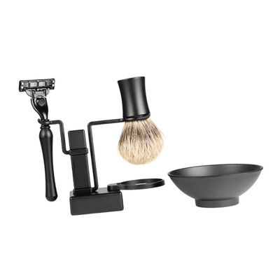 Healvian 2pcs Men Shaving Set Metal Razor Stand Brush Holder Shaving Bowl Cup Beard Grooming Shower Wall Mount