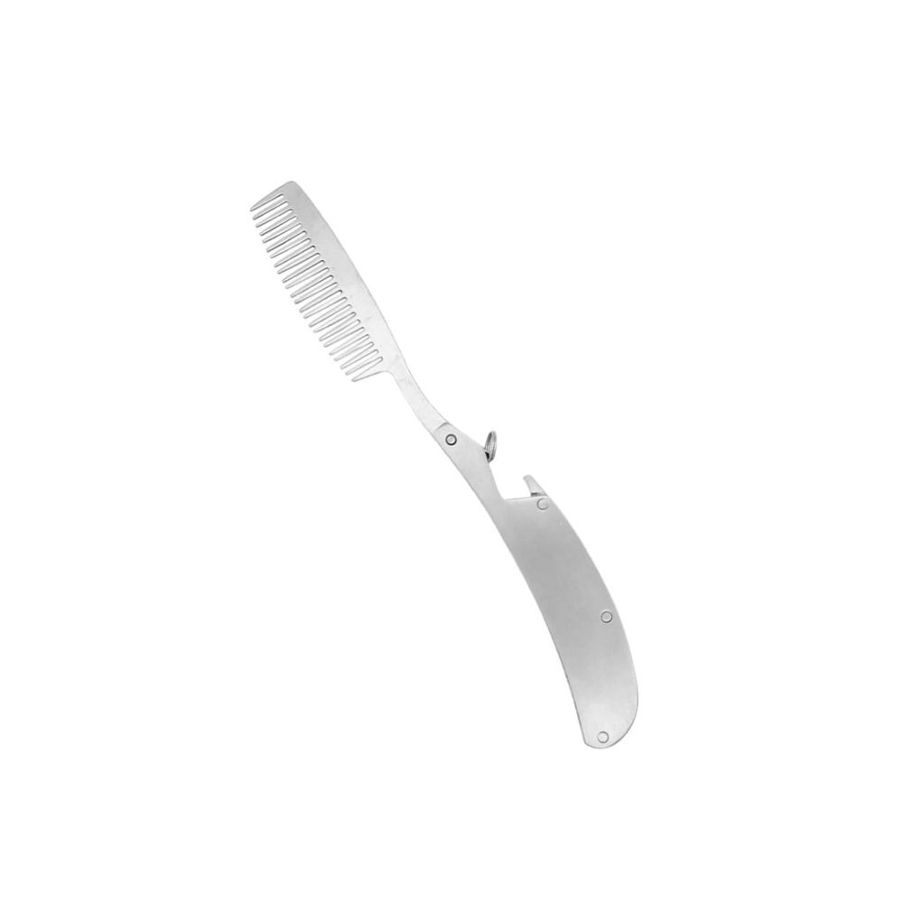 HAKIDZEL Stainless Steel Folding Beard Comb Lightweight Static Brush for Men Portable Travel Hair Grooming Tool Unique Design for Pocket Backpack