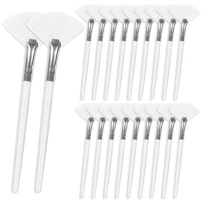 20PCS Facial Fan Brushes Soft Makeup & Face Mask Applicator Set for DIY Skincare, Mud, Peel, Cream Washable & Reusable Esthetician Spa Cosmetic Tools (White)