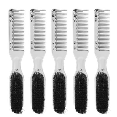 Beard Comb Set 5Pcs | Static Control & Smoothing Hair Styling Combs | ABS Nylon Rounded Teeth for Men/Women/Salon | Silver Color, Sturdy & Portable