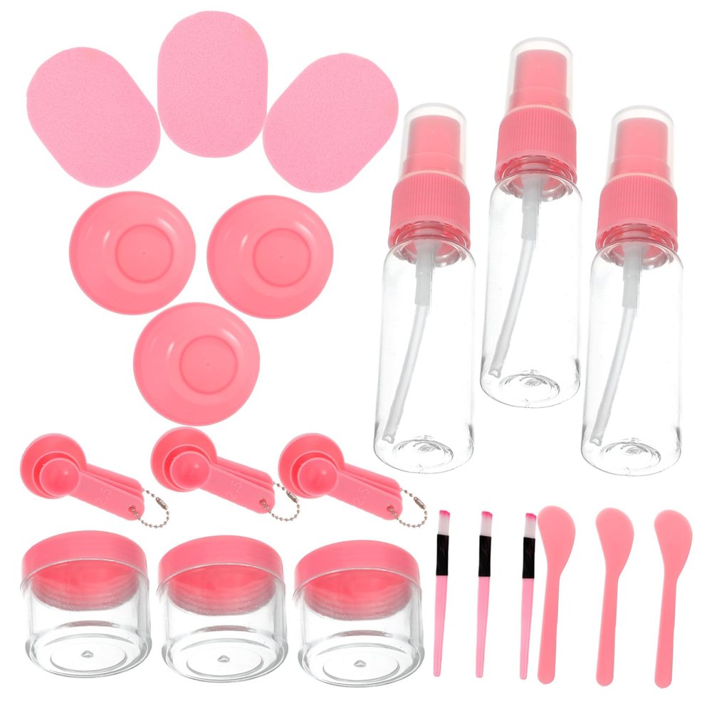 DECORNIJIA 1Set DIY Facial Care Tools Set Medium Sized Reusable Mask Mixing Bowls Applicators Measuring Spoons Pink for Routine