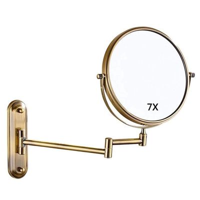 8-Inch Wall-Mounted Vanity Mirror, Double-Sided 7X Magnification, Extending & Folding Shaving Mirror for Bathroom, Black MYTVQRVK(8 inch)