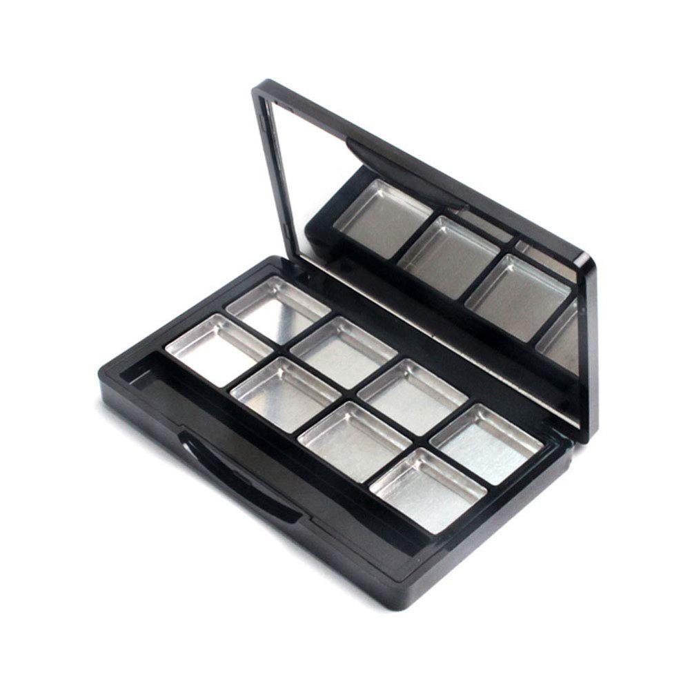 8 Grid Empty Makeup Palette Refillable Eyeshadow Lipstick Cream Container Cosmetic Organizer Storage Case Box with Brush and Mirror for Loose Powder Samples Travel