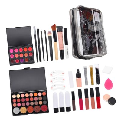 FRCOLOR 1Set Makeup Kit for Women Cosmetics with Eyeshadow Palette Lip Gloss Blush Foundation Concealer Brushes Travel Makeup present for Beginners