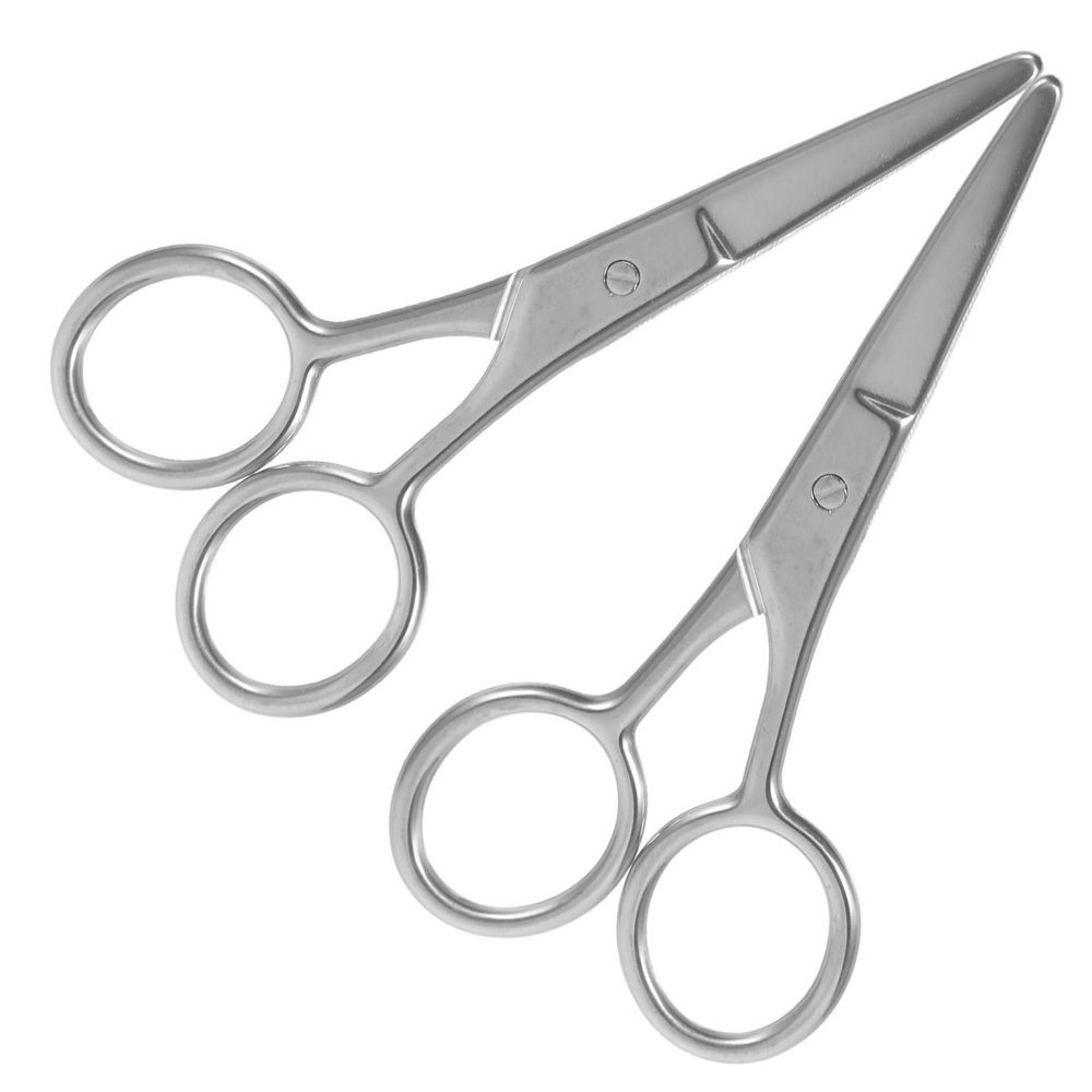 PartyKindom 2pcs Small Rounded Tip Stainless Steel Beauty Scissors for Eyebrow and Facial Hair Trimming and Grooming Tool for Women Convenient Travel