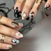 BQZQPAMZ Black Gold Fake Nails Glossy Press On Nails Medium Almond Gold Star False Nails With Glue Reusable Full Coverage Acrylic Stick On Nails for Women DIY Spring Nail Art Supplies view 1