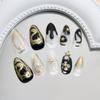 BQZQPAMZ Black Gold Fake Nails Glossy Press On Nails Medium Almond Gold Star False Nails With Glue Reusable Full Coverage Acrylic Stick On Nails for Women DIY Spring Nail Art Supplies view 3