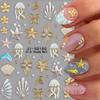 2 Sheets Shell Nail Stickers Marine Life Nail Decals for Nail Art Golden Flower Starfish Nail Decals Marine Life Design Nail Art Supplies for Women Summer Manicure Decoration view 2