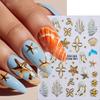 2 Sheets Shell Nail Stickers Marine Life Nail Decals for Nail Art Golden Flower Starfish Nail Decals Marine Life Design Nail Art Supplies for Women Summer Manicure Decoration view 4