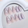 BQZQPAMZ Glitter Press on Nails With Glue Purple Glossy Medium Almond Shaped Nails Gold Line Fake Nails Artificial Fingernails Full Coverage Acrylic Stick on Nails for Women DIY Spring Manicure view 4