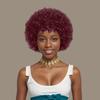 ORAVISTA Glueless Wigs Human Hair Mixed Synthetic Burgundy Afro Kinky Curly 70s Puff Short for Women Party Cosplay Halloween Natural Look view 1