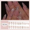 BQZQPAMZ 24PCS Nude Press on Nails Medium Almond Glitter 3D Butterfly Fake Nails Full Cover Acrylic Nails With Rhinestones Reusable Glossy Stick on Nails for Women DIY Manicure Decoration Supplies view 2
