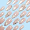 BQZQPAMZ 24PCS Nude Press on Nails Medium Almond Glitter 3D Butterfly Fake Nails Full Cover Acrylic Nails With Rhinestones Reusable Glossy Stick on Nails for Women DIY Manicure Decoration Supplies view 3