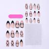 24pcs Black Medium Almond Fake Nails Line Design French Tip Press On Nails With Heart Shaped Bow Rhinestone Design Glue On Nails Natural Full Coverage Acrylic Nails Women Nail Decoration Supplies view 3