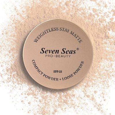 2 In 1 Weightless Stay Matte Compact Powder | Pressed Powder + Loose Powder | Non Oily Matte Look | Evens Out Complexion | Hides Imperfections | Blends Effortlessly (Buff Beige, 43.3gm)