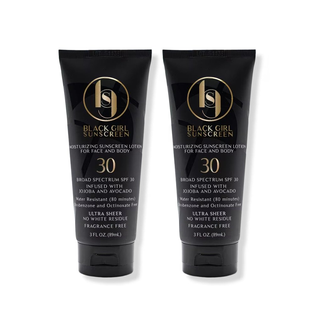 Black Girl Sunscreen SPF 30 for the Face & Body - Moisturizing Sun Protection, SPF 30, Sun Lotion for Women, Ultra Sheer, Travel Size, No White Cast for Melanin Rich Skin - 3 fl oz, 2-Pack