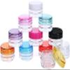 10 Pack Mini Plastic Cosmetic Jars, Refillable Travel Containers for Face Cream, Lotion, Makeup, Multi color Lid,Plastic Face Cream Jars Mini Lotion Containers Small Toiletries Pots Empty view 1