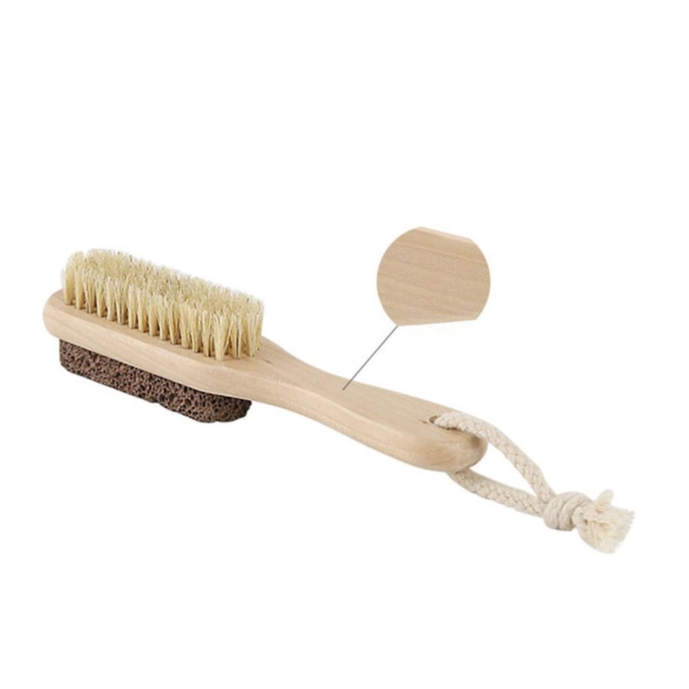 CTIRCHIU Double-Sided Pumice Stone Foot Scraper Brush Set 2 Pcs Pig Bristle Callus Remover for Pedicure Dead Skin Exfoliation Tool for Men and Women for Home Foot Care