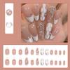 BQZQPAMZ White French Tip Press on Nails Glossy Pink False Nails with Snake Shape Rhinestone Design Reusable Glue on Nails Acrylic Nail Art Supplies for Women Manicure Gifts view 2