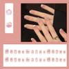 BQZQPAMZ Butterfly Square Fake Nails Medium Length French Tip Press Nails Glitter Full Coverage Acrylic False Nails Gloss Glue on Nails for Women DIY Spring Manicure Decoration Supplies view 2
