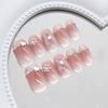 BQZQPAMZ Butterfly Square Fake Nails Medium Length French Tip Press Nails Glitter Full Coverage Acrylic False Nails Gloss Glue on Nails for Women DIY Spring Manicure Decoration Supplies view 3
