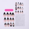24pcs Press On Nails Almond With 3D Bow Pearl Rhinestone Design Black Medium French Tip Fake Nails Love Line Design Full Coverage Acrylic False Nails for Women DIY Cool Style Manicure Decoration view 3