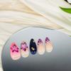 BQZQPAMZ 24Pcs Flower French Tip Press on Nails Purple Floral Medium Length Acrylic fake Nails Full Coverage Stick on Nails Artificial Fingernails for Women Spring Daily Manicure Supplies With Glue view 3
