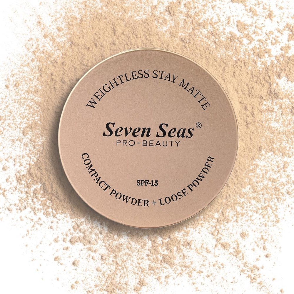 2 In 1 Weightless Stay Matte Compact Powder | Pressed Powder + Loose Powder | Non Oily Matte Look | Evens Out Complexion | Hides Imperfections | Blends Effortlessly (Peach, 43.3gm)