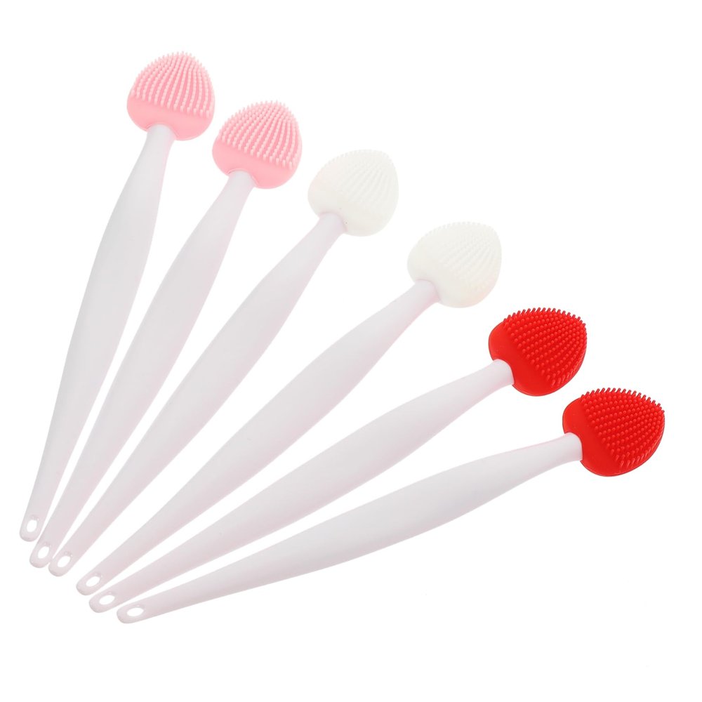 VINTORKY 6pcs Silicone Nose Scrubber and Lip Scrub Brush Kit Double-Sided Exfoliating Facial Cleaning Tool for Makeup Lovers for Nose and Lip Care