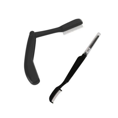 OATIPHO 2pcs Foldable Stainless Steel Eyebrow Comb Set Handle Eyebrow Grooming Tool for Makeup Travel-Friendly Design