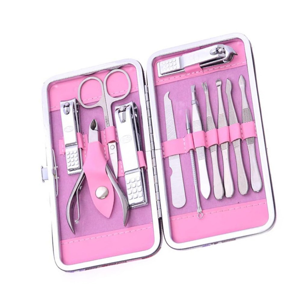 WOFASHPURET 12pcs Stainless Steel Nail Clipper Set Manicure Pedicure Kit Storage Box Nail Clippers File for Women Men