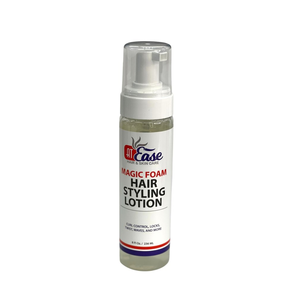 AT Ease Magic Foam Hair Styling Lotion, 8 fl oz, Curl Control and Wave Styling, Flake-Free Formula