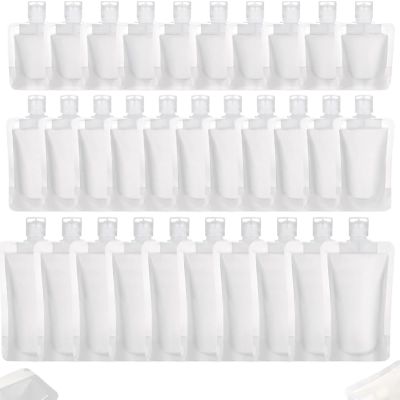 15PCS 0Portable Travel Fluid Makeup Packing Bag Travel Size, 2025 Portable Pouches for Toiletries, Refillable Travels Accessories for Shampoo Conditioner Lotion Soap Liquids (30PCS)