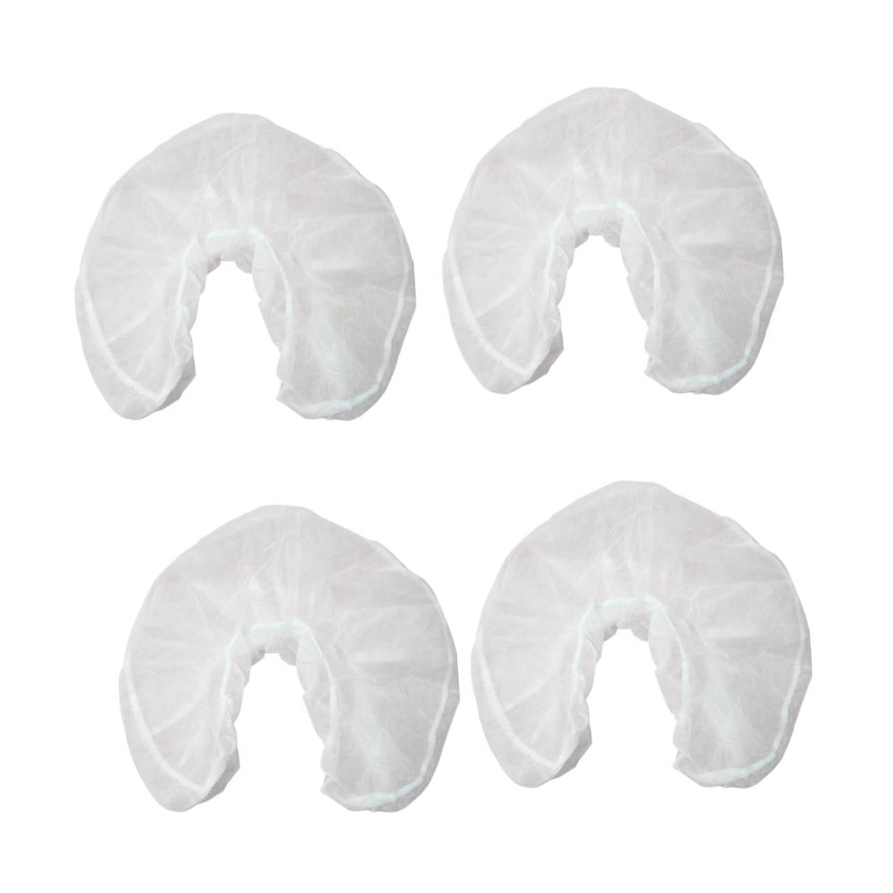 DECHOUS 50pcs Disposable U Shaped Pillowcases Non Woven Headrest Covers for Hotels and Travel Comfortable and Odorless Suitable for Massage Therapists and Spas White