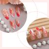 BQZQPAMZ 24pcs Flower French Tip Press on Nails Red White Floral Medium Almond False Nails Glossy Floral Full Cover Acrylic Nails for Women DIY Spring Nail Art Supplies view 2