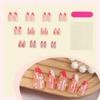 BQZQPAMZ 24pcs Flower French Tip Press on Nails Red White Floral Medium Almond False Nails Glossy Floral Full Cover Acrylic Nails for Women DIY Spring Nail Art Supplies view 3