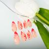 BQZQPAMZ 24pcs Flower French Tip Press on Nails Red White Floral Medium Almond False Nails Glossy Floral Full Cover Acrylic Nails for Women DIY Spring Nail Art Supplies view 4
