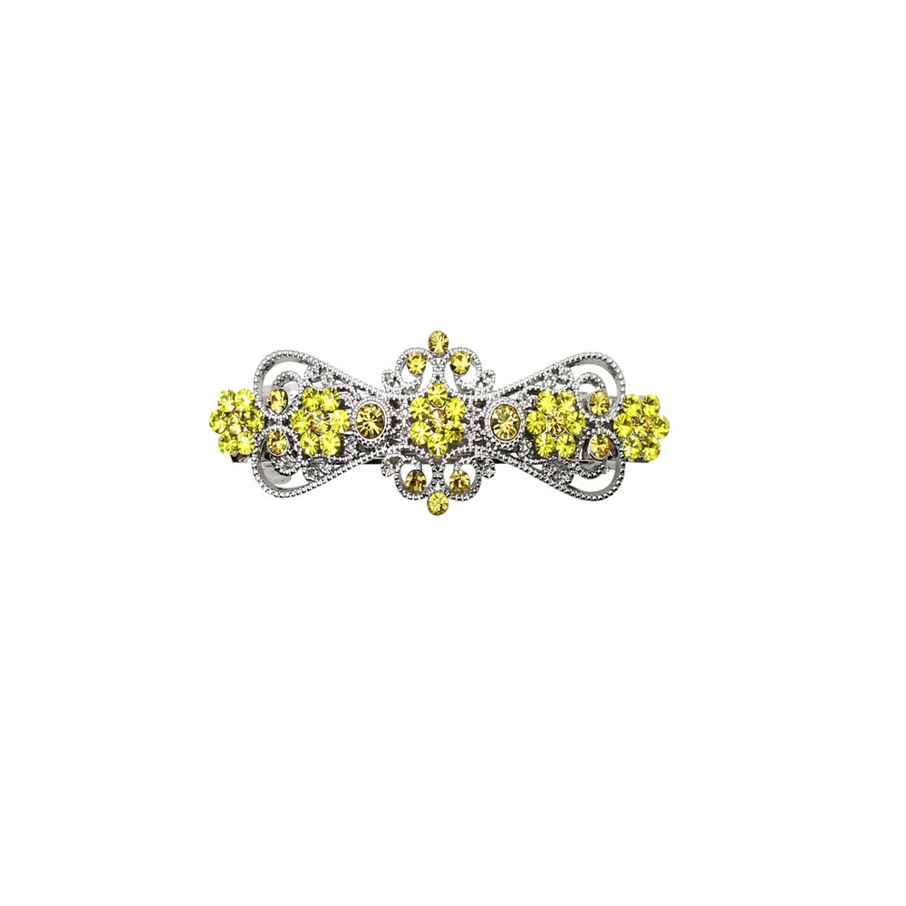Faship Gorgeous Citine Yellow Rhinestone Crystal Small Floral Hair Barrette Clip