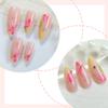 BQZQPAMZ 24Pcs Pink Flower Medium Almond False Nails Yellow French Tip Press on Nails With Flat Rhinestones Glossy Floral Full Cover Acrylic Nails for Women DIY Spring Nail Art Supplies view 2