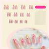BQZQPAMZ 24Pcs Pink Flower Medium Almond False Nails Yellow French Tip Press on Nails With Flat Rhinestones Glossy Floral Full Cover Acrylic Nails for Women DIY Spring Nail Art Supplies view 3