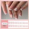 BQZQPAMZ White French Tip Press on Nails White Flower Short Square Fake Nails With Gold Mini Rhinestone Design Spring Floral Stick on Nails Reusable Acrylic Nails for Women Nail Art Supplies view 2