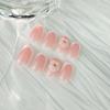 BQZQPAMZ White French Tip Press on Nails White Flower Short Square Fake Nails With Gold Mini Rhinestone Design Spring Floral Stick on Nails Reusable Acrylic Nails for Women Nail Art Supplies view 4