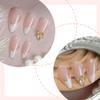 BQZQPAMZ 24pcs Gold Bow Medium Almond Fake Nails White French Tip Press on Nails Gold Curve Design Glossy Full Cover Acrylic Nails for Women DIY Spring Nail Art Decoration view 2